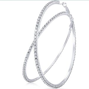 Large Rhinestone Hoop Earrings Shining Crystal Rhinestone  Big Hoop Earring 80mm